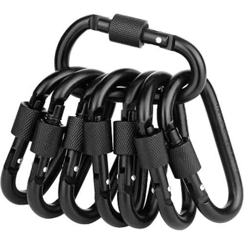 Locking Carabiner Clip, Vonpri 3 Inch D Ring Clips Spring Snap Key Chain Hook Screw Gate Aluminum Carabiners for Outdoor Travel Camping Fishing Hiking Backpack