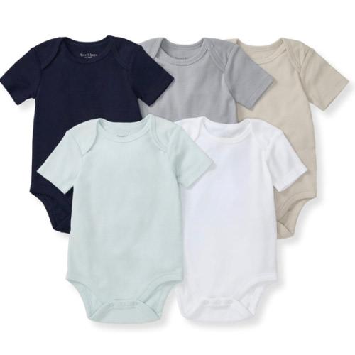 Burt's Bees Baby Bodysuits, Short Sleeve and Long Sleeve One-Pieces, 100% Organic Cotton, Pack of 5
