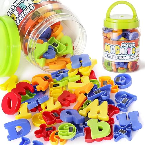 LovesTown 104 PCS Alphabet Magnetic Letters and Numbers for Toddlers,ABC 123 Fridge Educational Set,Great Learning Gift from Parents or Teachers