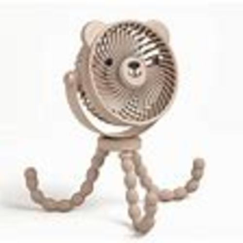 Itzy Ritzy Itzy Breeze 3-Speed Stroller Fan With Rechargeable Battery And Easy Attach Design - Tan Bear