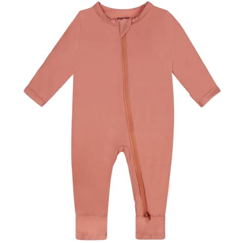 GUISBY Baby Footless Rompers, Rayon Pajamas 2 Way Zipper with Long Sleeve Sleeper