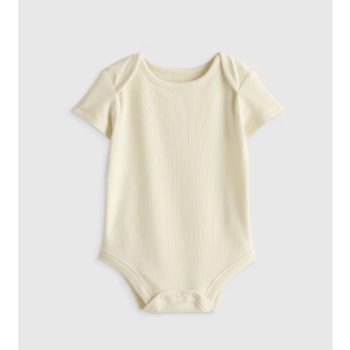 Softest Rib Short Sleeve Bodysuit in Ivory, 6-9m