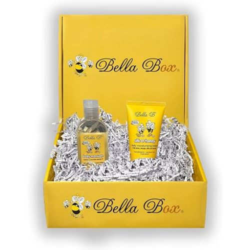 Bella B Gift Set - Baby Massage Oil 3.3 oz and Silk & Honey Baby Lotion 2oz, Organic and Natural