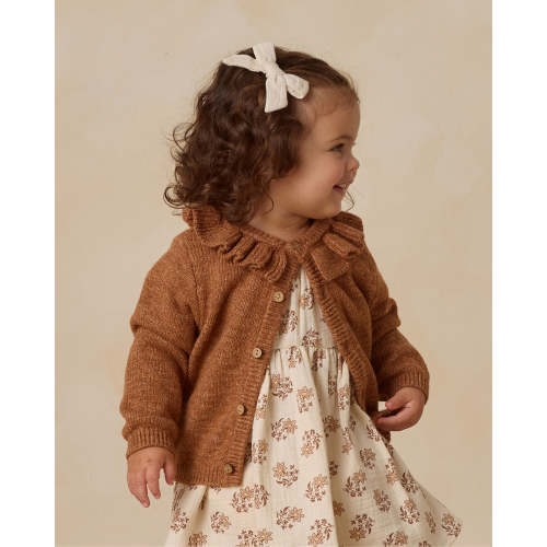 RUFFLE COLLAR CARDIGAN - 3-6m / heathered cedar