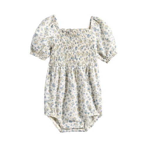 Smocked Organic Cotton & Linen Bodysuit, 6M
- Only a few left