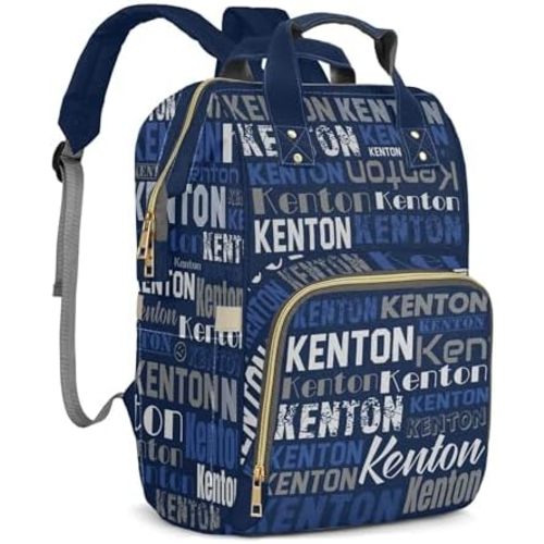 Custom Name Diaper Bag Backpack for Baby Boys Girls, Navy Blue Personalized Name Cute Cartoon Large Nappy Nursing Organizer Mommy Bags, Waterproof Travel Daypack for Dad Mom Gifts