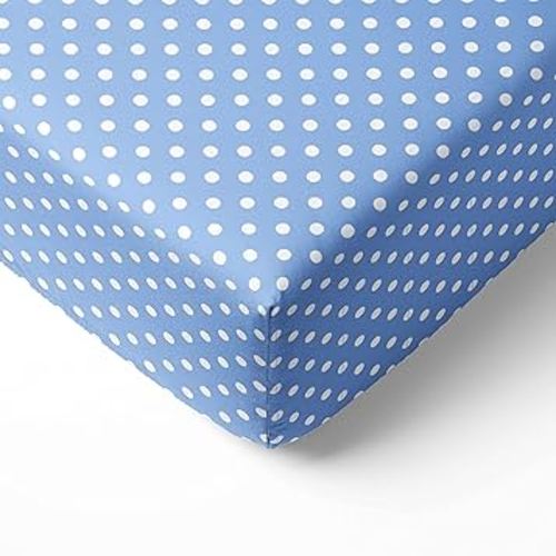 Bacati - Blue Pin Dots 100% Cotton Boys Universal Baby Crib or Toddler Bed Fitted Sheet