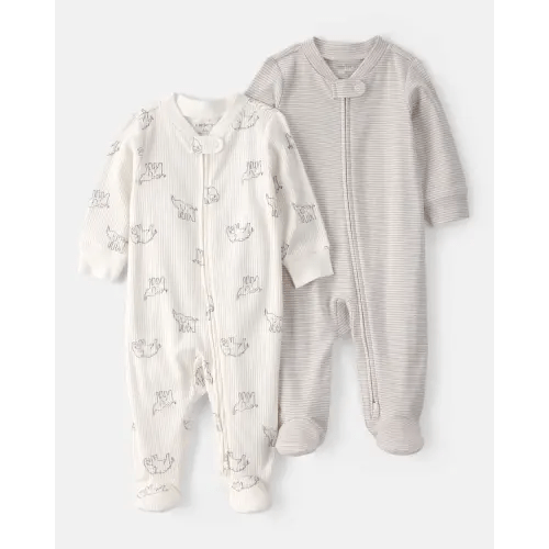 Baby 2-Pack Elephant Sleep & Play Pajamas - White/Grey | Carter's