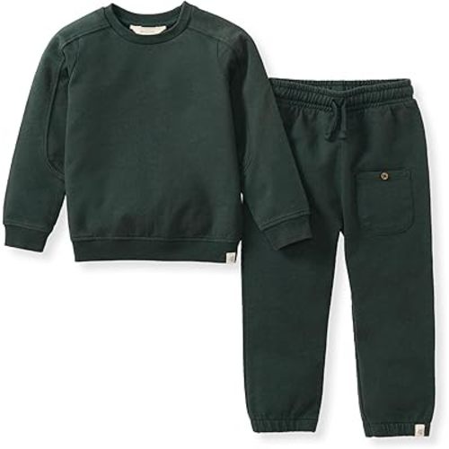 Burt's Bees Baby Boys Shirt and Pant Set, Long Sleeve Top & Bottom Outfit Bundle, 100% Organic Cotton