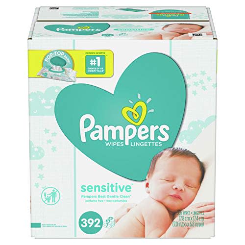 Pampers Sensitive, Water Based Baby  Wipes, 392 Total Wipes