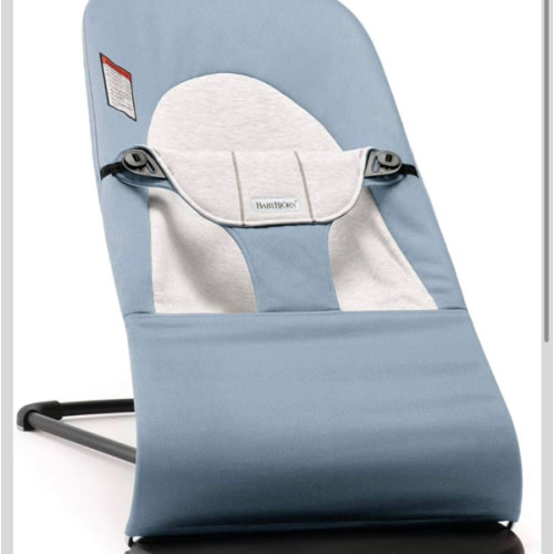 BabyBjörn Bouncer Balance Soft, Blue/Gray, Woven/Jersey | 2-in-1 Adjustable Baby Bouncer Seat and Toddler Chair, Newborn to Toddler (8-29 lbs), 4 Positions, Lightweight & Portable