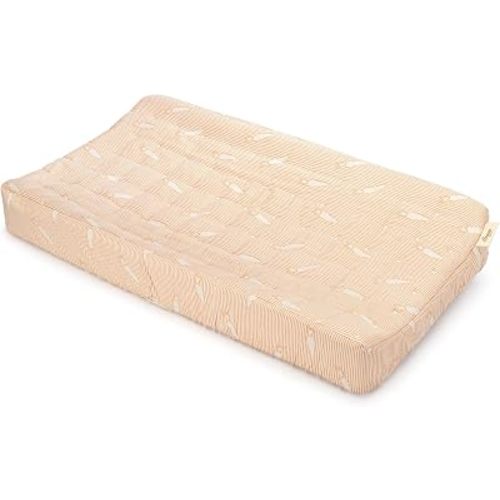 Crane Baby Clementine Changing Pad Cover, Cotton Sateen Quilted Diaper Changing Pad Cover, Garden Nursery Decor, Baby Changing Pad Cover for Boys and Girls, Carrot Stripe Print, Bunny Nursery Decor