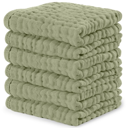 Muslin Washcloths in Sage
