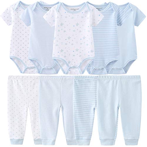 Kiddiezoom Baby Layette Set Baby Boys' 9-Piece Bodysuits Pants Set Toddler Girl Boy Unisex Baby Gift Sets