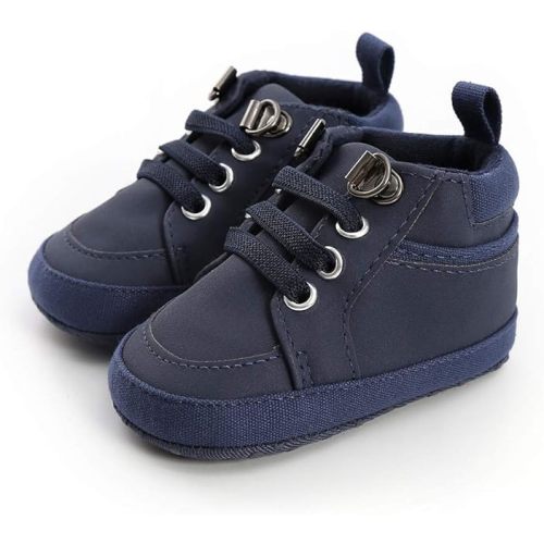 Meckior Toddler Baby Boys Girls High Tops Ankle Sneakers Soft Anti-Slip Sole PU Leather Moccasins Infant Newborn Prewalker First Walking Crib Shoes