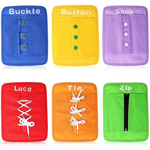 YHZAN Learn to Tie Your Shoes Dressing Board Montessori Mobile Sensory Board Travel Therapist Life Skills Development Toy - Zip,Button,Snap,Buckle,Lace & Tie for Preschool Toddler 3-8 Years Old