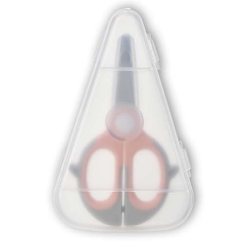Portable Baby Food Scissors with Safety Lock and Travel Case for Cutting Fruits and Vegetables in Pink