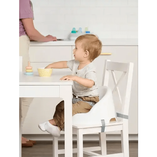 Regalo Baby Basics™ Booster Seat, White, Three-Point Safety Harness, Easily Wipeable, Sturdy & Durable Plastic