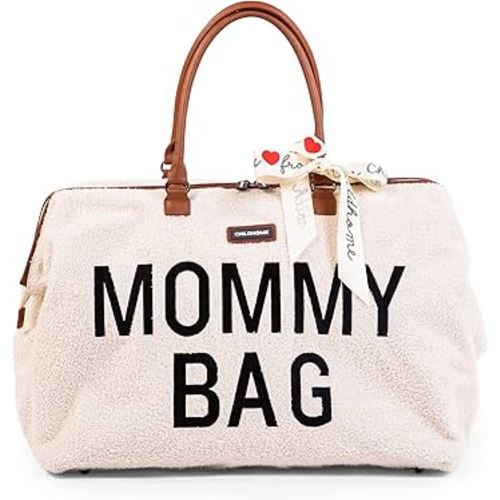 Childhome The Original Mommy Bag, Large Baby Diaper Tote Bag, Mommy Hospital Bag, Mommy Travel Bag, (Teddy White)
