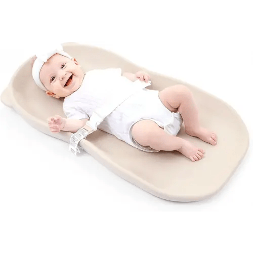 Wipe-Clean Baby Diaper Changing Pad Waterproof & Wipeable Teddy Bear Easy to Clean, Soft EVA Foam Changer Pads with Adjustable Safety Belt, Non-Slip Change Mat for Changing Station Table Dresser Bed