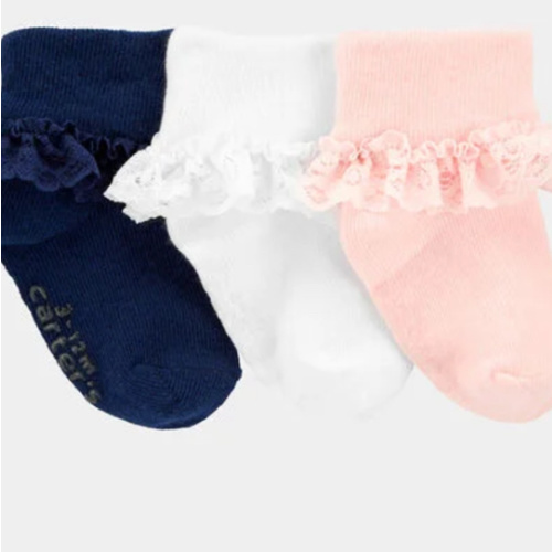 Baby Girl 3-Pack Lace Cuff Socks | Carter's