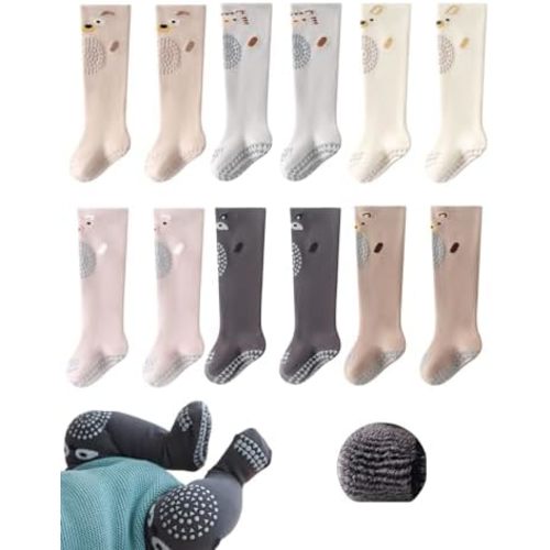 Toddler Baby Non Slip Knee High Sock Girl Boy Warm Thick Anti Skid Slipper Crawling Sock Newborn Tube Stocking 6 Pairs