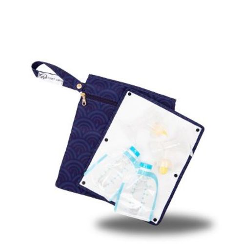 Sarah Wells Pumparoo Wet/Dry Bag – Compact Pump Parts Organizer with Waterproof Compartment & Staging Mat – Machine Washable Deco