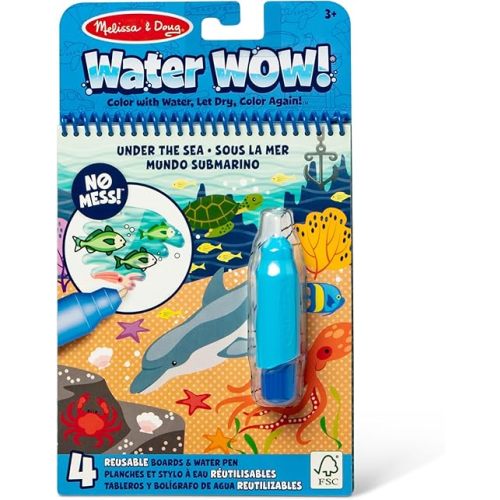 Melissa & Doug On The Go Water Wow! Mess Free Coloring Book, Reusable Water-Reveal Activity Pad, Under The Sea, Travel Toys, Party Favors, for Toddlers & Kids Ages 3+ - FSC Certified