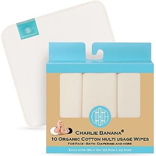 Charlie Banana 10 Reusable Organic Cotton Wipes