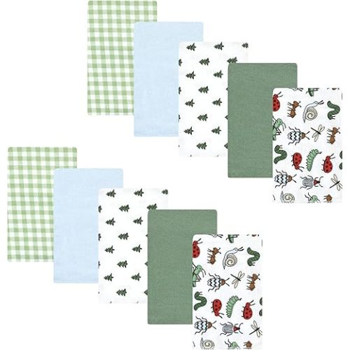 Hudson Baby Unisex Baby Cotton Flannel Burp Cloths, Bugs, One Size