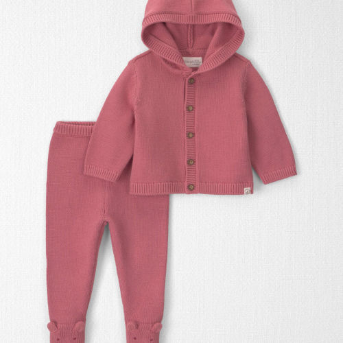 Baby Girl 2-Piece Organic Cotton Sweater Knit Cardigan & Pant Set | Carter’s Oshkosh Canada