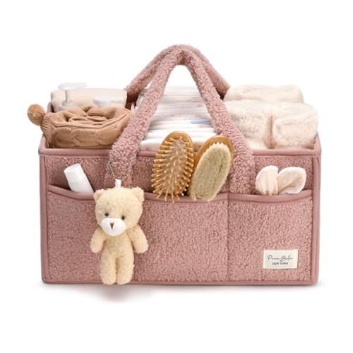 PeraBella Baby Diaper Caddy Organizer with Handle, Boy & Girl Shower Gift Basket, Portable Diaper Storage Basket Bin for Wipes, Newborn Baby Essentials Registry Search Must Haves, Car Caddy Organizer