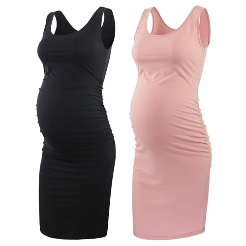 BBHoping Women's Maternity Sleeveless Dresses Maternity Tank Dress Mama Baby Shower Pregnancy Dress
