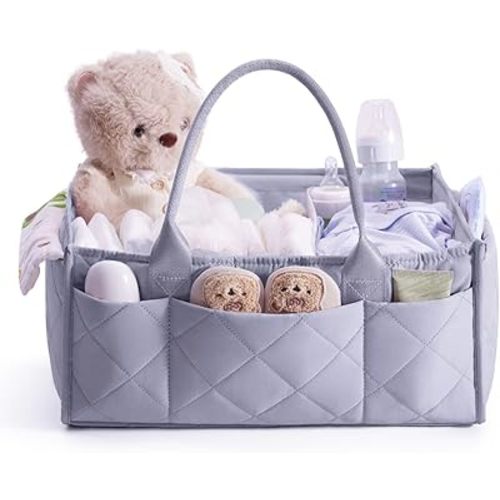 CEI-CEI Baby Diaper Caddy Organizer with Removable Dividers, Large Portable Nursery Storage Basket for Newborn Essentials, Changing Table and Car Organizer, Gift for Baby Shower