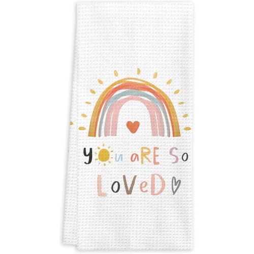 huester Boho Rainbow Hand Towels, Kids Bathroom Decor, 16x24 Inch