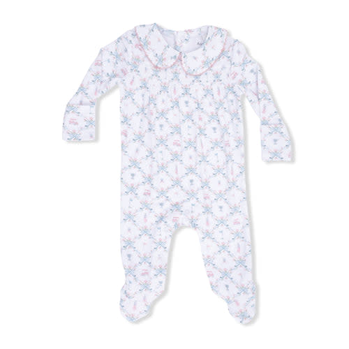 Golf Trellis Pink - Smocked Peter Pan Snap Footie – Angel Dear