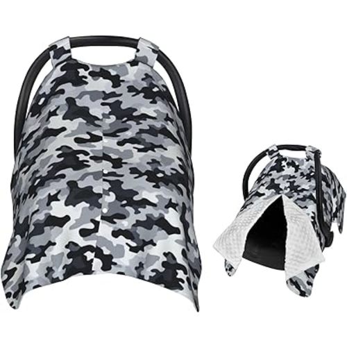 Black Grey Gray Camouflage Baby Car Seat Canopy Cover Multi Use Nursing Cover for Mom Breastfeeding Covers Infant Car Seat Covers Newborn Shower Gift