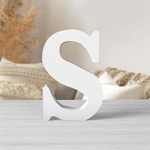 6 Inch White Wood Letters Unfinished Wood Letters for Wall Decor Decorative Standing Letters White Block Letters for Craft Home Party Projects (S)