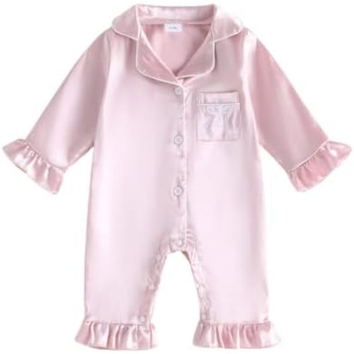 Baby Girl Pajamas Ruffle Sleeve Jumpsuit Bow Romper Cute Sleepwear