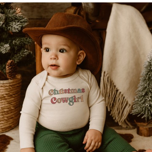 Baby Long Sleeve Graphic Bodysuit -Christmas Cowgirl| 100% Organic - Finn + Emma