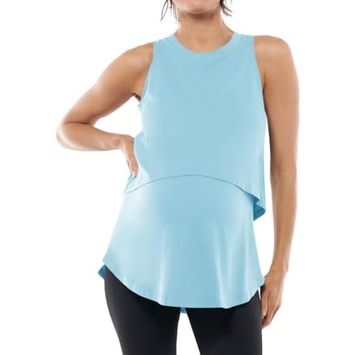Tankaneo Womens Summer Maternity Nursing Tank Tops Sleeveless Double Layer Breastfeeding Shirt Pregnancy Clothes
