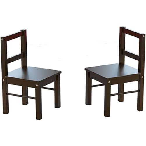 UTEX Child's Wooden Chair Pair for Play or Activity, Set of 2, Espresso …
