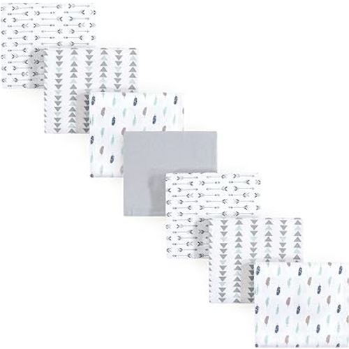 Luvable Friends Unisex Baby Cotton Flannel Receiving Blankets, Boy Feathers 7-Pack, One Size