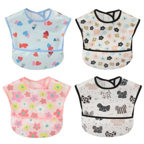 Baby bibs Waterproof Toddler bib - Feeding bib with Pocket for Infant Boy Girl Washable 6-36M
