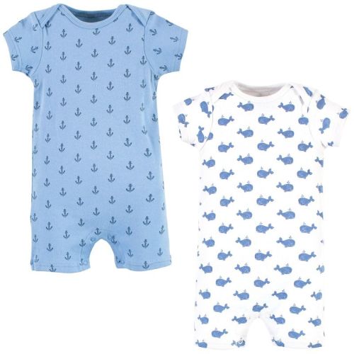 Hudson Baby Infant Boy Cotton Rompers, Blue Whale