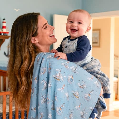 Muslin Swaddle Blankets for Newborn, 3 Pack Breathable Soft Receiving Blanket, Large 38 x 40 inches Swaddle Wrap Burping Clothes, Essentials Infant Shower Items, Toddler Gift (Sunflower)
