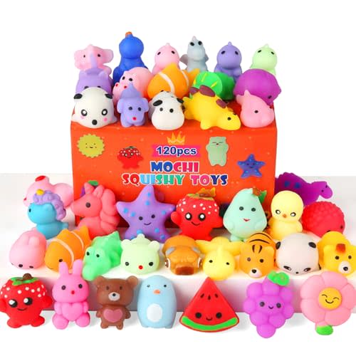 60 Pack Mochi Squishy Toys, Kawaii Mini Animal Squishies for Kids Treasure Box Classroom Prizes Birthday Party Favors Goodie Bag Stuffers Pinata Easter Egg Fillers Sensory Fidget Toys Xmas Gift