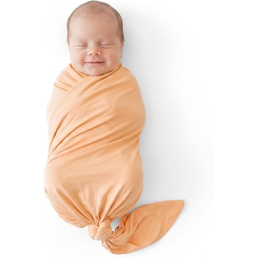 SWaddle AN Baby Swaddle Blanket 46x46in – Soft Breathable Lightweight Stretchy Receiving Blanket for Unisex Newborn, Peach Fuzz