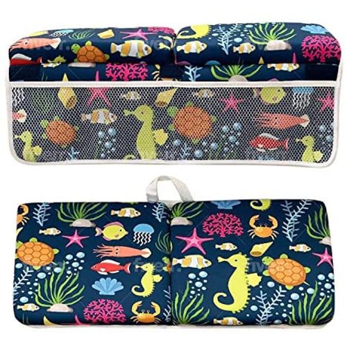 Bath Kneeler and Elbow Rest Pad-Thick Baby Bath Kneeler for Support and Comfort –Baby Bath Pad-1.5 inch Bath Kneeling Pad and Arm Support-Large Storage Pockets-Anti-Slip Bath Kneeler