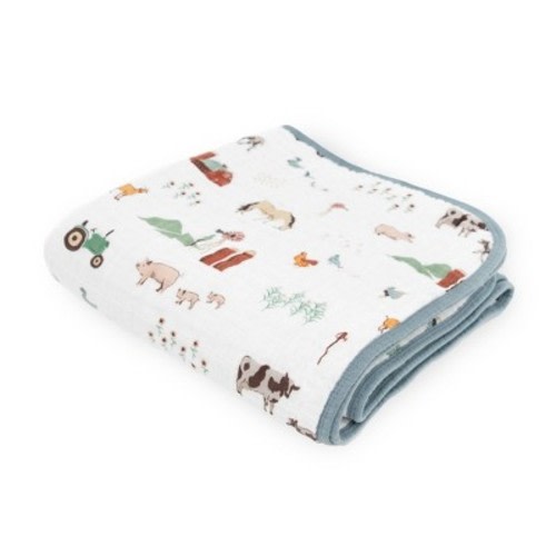Little Unicorn Original Cotton Muslin Baby Blanket Quilt - Farmyard: 47" x 47" Baby Blanket, Abstract Pattern, 100% Cotton